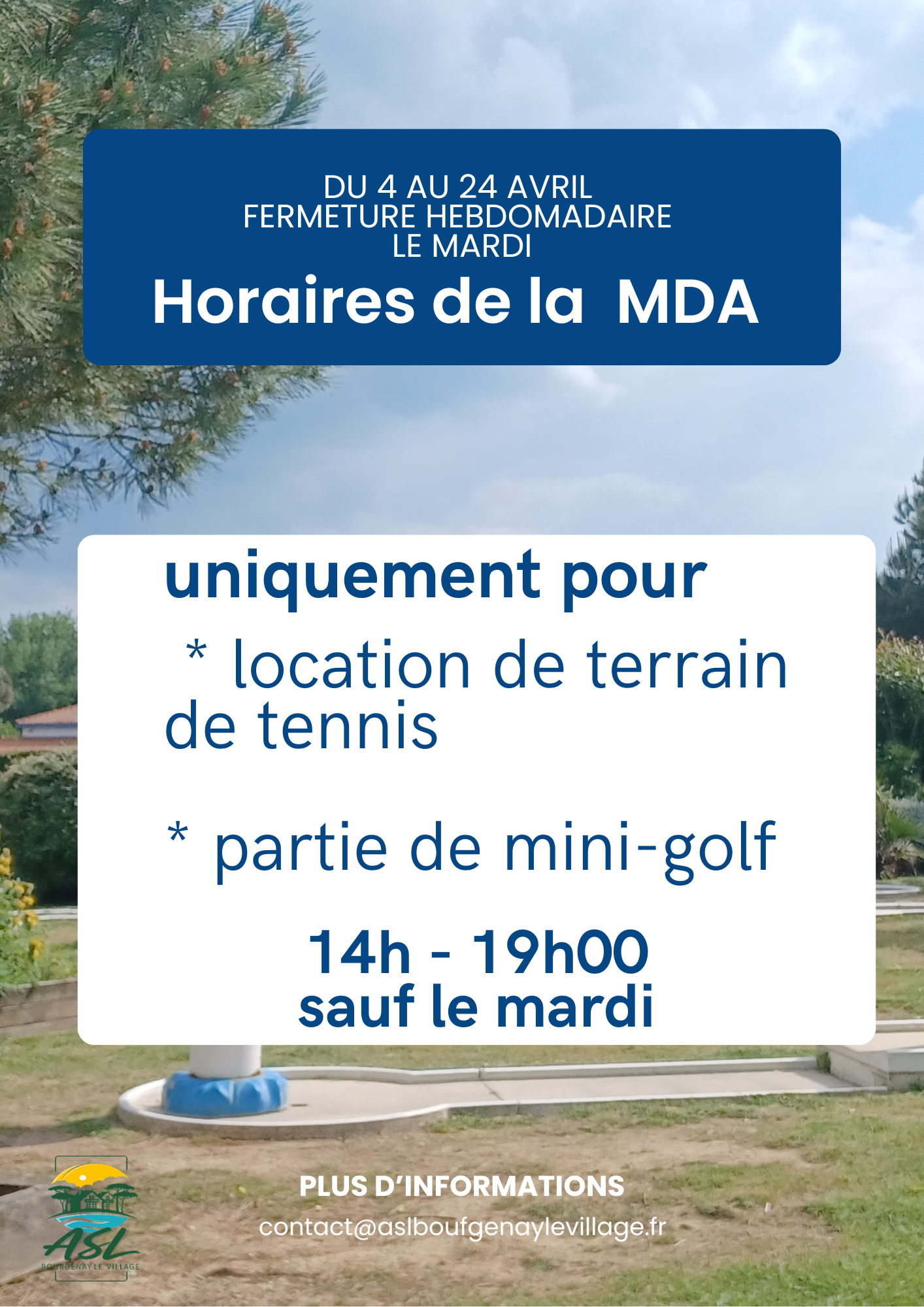 You are currently viewing HORAIRES DE LA MDA : AVRIL 2026
